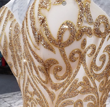 Bronzed Sequins Fabric Glitter Wedding Dress Headdress Spray Gold Diy  Clothing Creative Wedding Props High Gade A0077a - Fabric - AliExpress