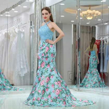 printing evening dress 0518-01