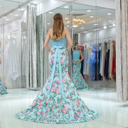 printing evening dress 0518-02