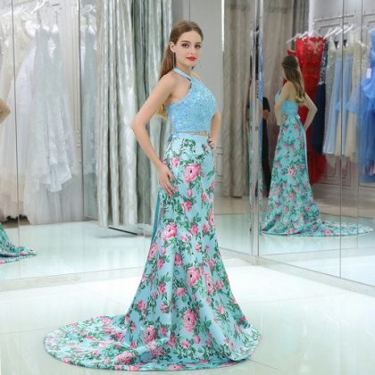 printing evening dress 0518-03