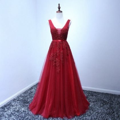 red gown with long train