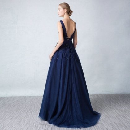 v neck evening dress-0463-03