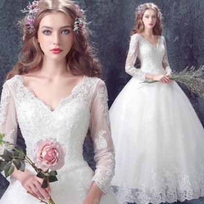 v neck wedding dress-0559-05