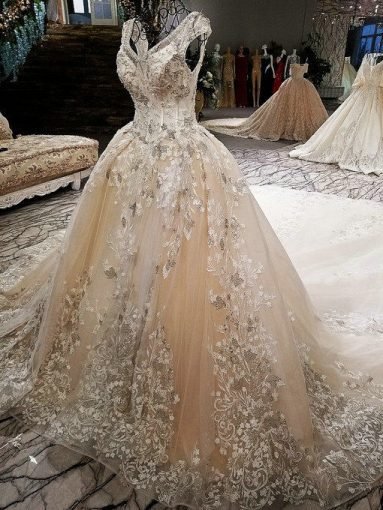 v neck wedding dress-0570-07