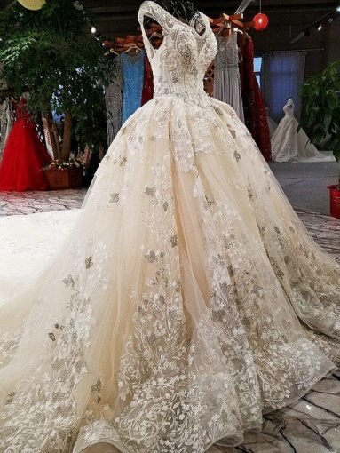 v neck wedding dress-0570-10