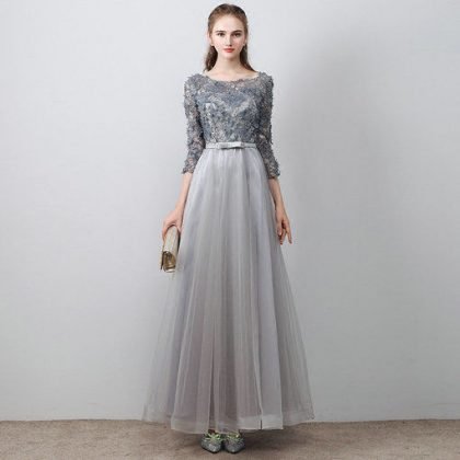 aline prom dress grey-583-05