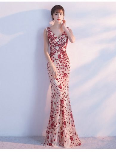 v neck evening dress-588-02