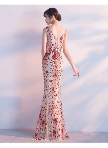 v neck evening dress-588-04