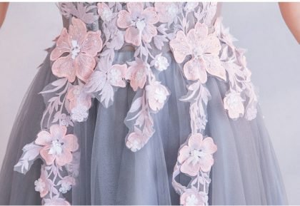 a line evening dress grey 0658-02