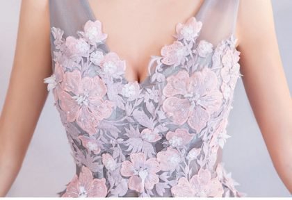 a line evening dress grey 0658-08