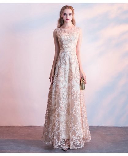 champagne prom dress 0661-02