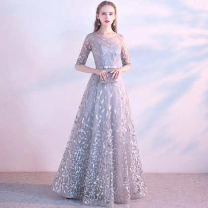 grey evening dress 0662-03