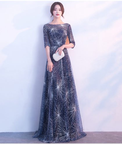 blue and gold prom dress 0705-02