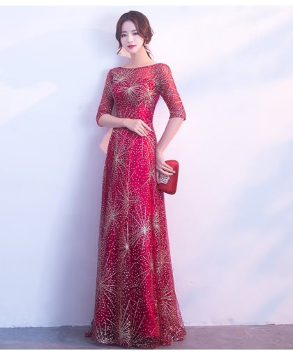 red and gold prom dress 0704-02