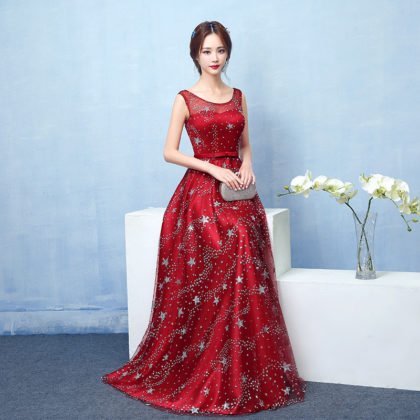 red prom dress long 0709-02