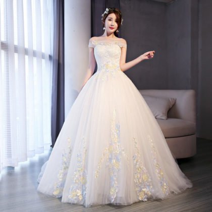 wedding dress ball gown lace 0685-08