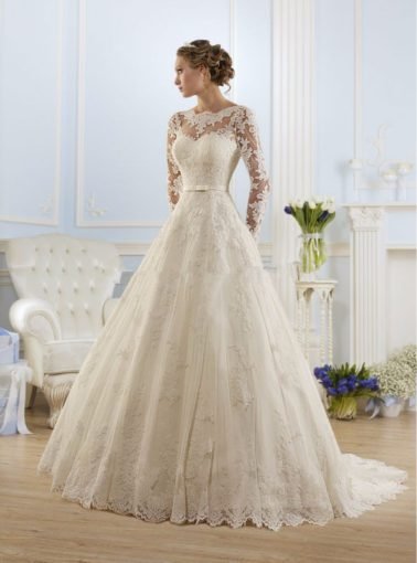 a line wedding dress lace 0713-02