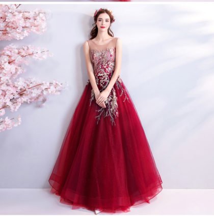 burgundy formal dress 763-10