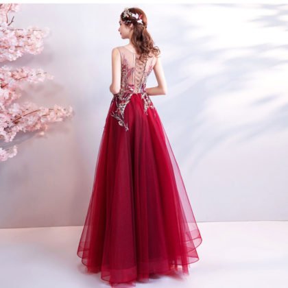 burgundy formal dress 763-13