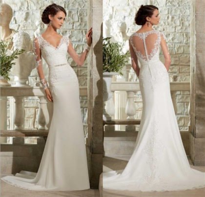 mermaid wedding dress lace 0712-01
