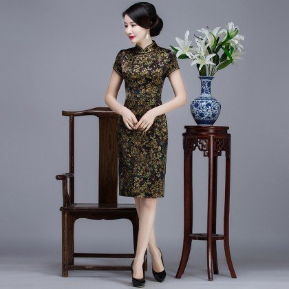 qipao dress real silk 743-03