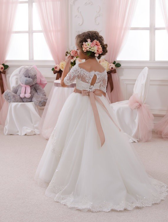 Flower Girls Off The Shoulder Ball Gown Dress