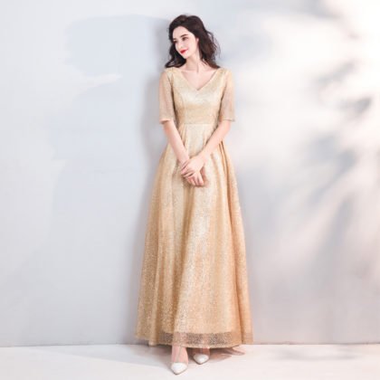 gold evening gown 787-04