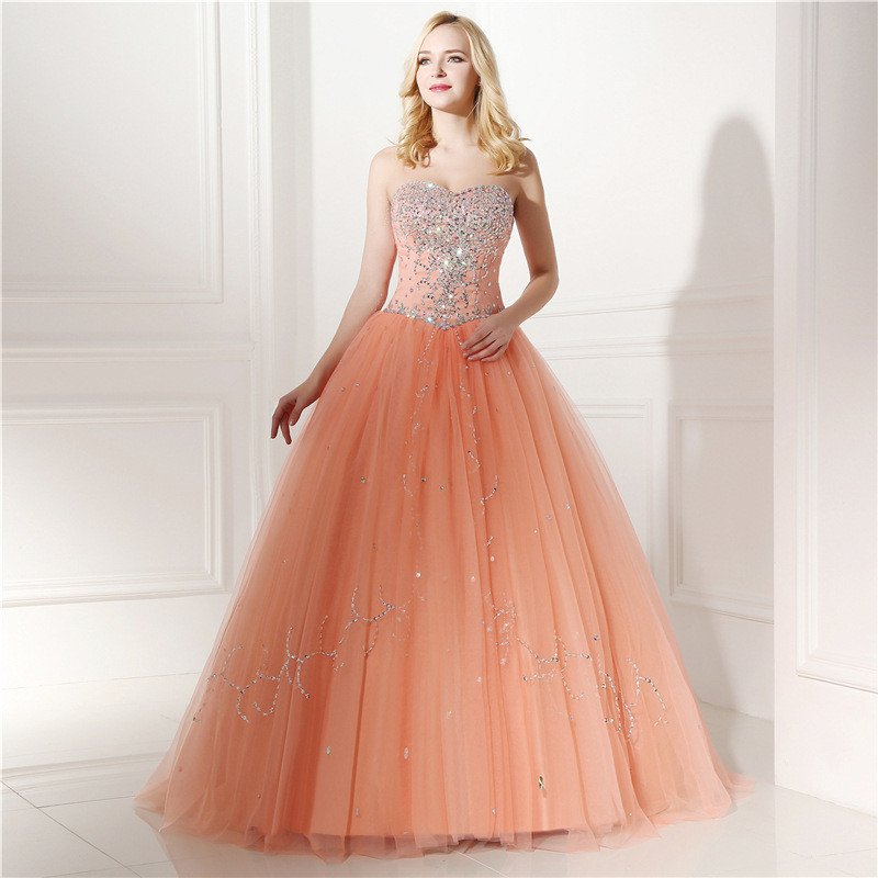orange princess prom dresses