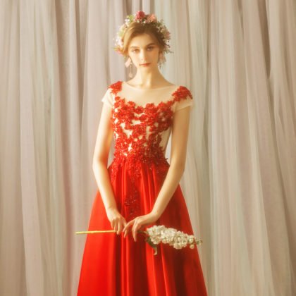 red lace prom dress 769-04