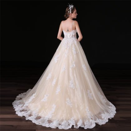 Spaghetti Strap wedding dress-0853-01