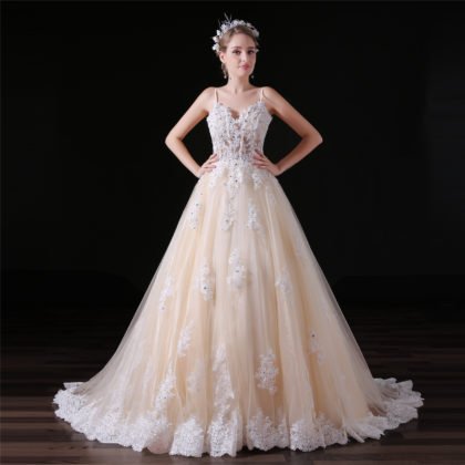 Spaghetti Strap wedding dress-0853-02