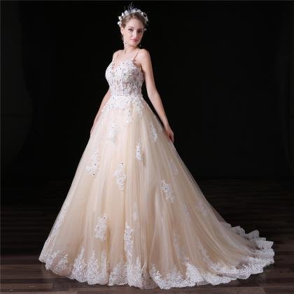 Spaghetti Strap wedding dress-0853-04