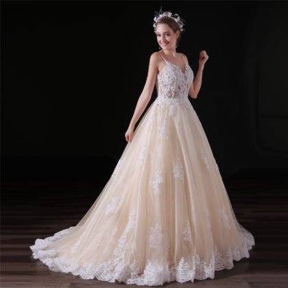 Spaghetti Strap wedding dress-0853-05