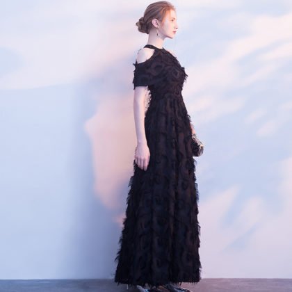 black long evening dress 0813-01