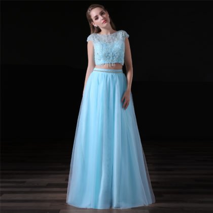 light blue two piece prom dress-0822-04