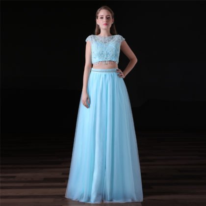 light blue two piece prom dress-0822-05