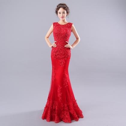 red long evening dress-0858-02