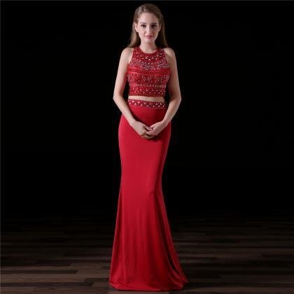 red two piece prom dress-0827-02