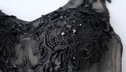 v neck black cocktail dress-0885-03