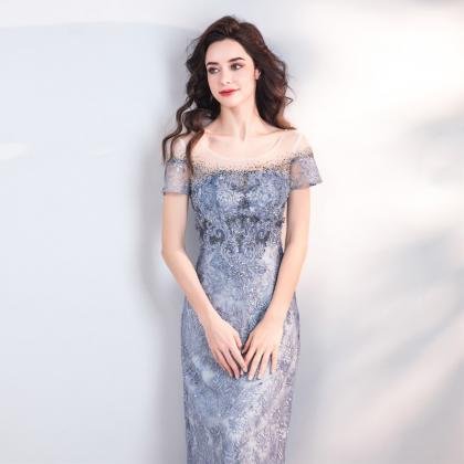 grey mermaid dress 0917-02