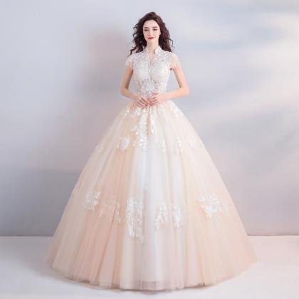 high neck wedding dress 0915-03