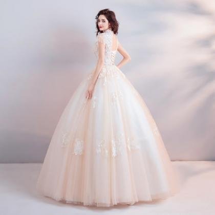 high neck wedding dress 0915-04