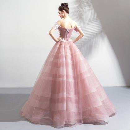 pink ball gown wedding dress 0906-07