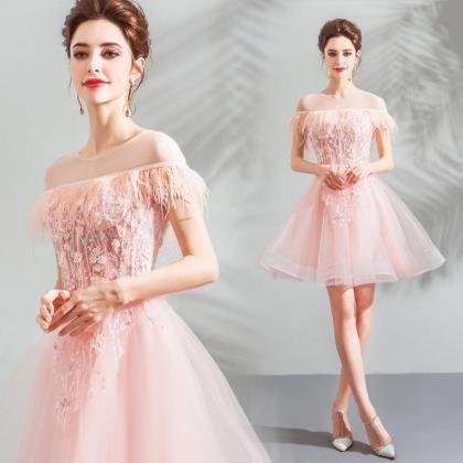 pink short prom dress 0916-04