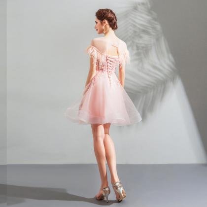 pink short prom dress 0916-05