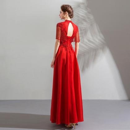 red crystal prom dress 0909-08