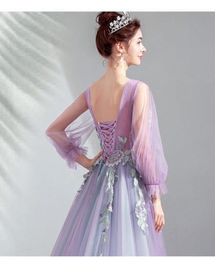 v neck a line dress-942-04