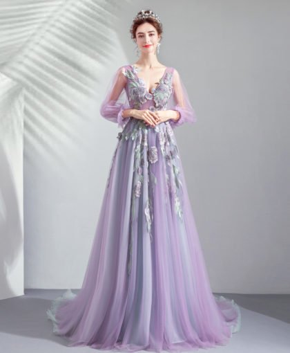 v neck a line dress-942-06