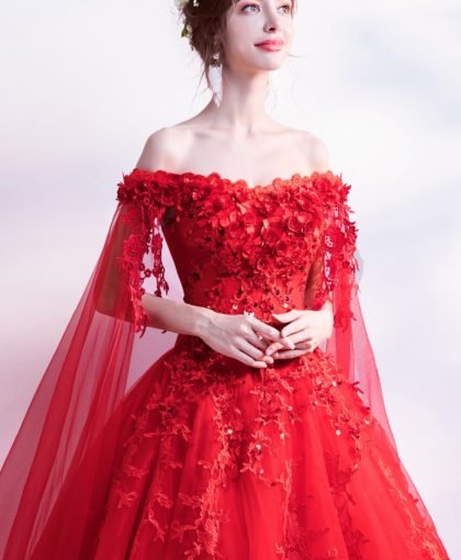 wedding dress with cape train-0935-01