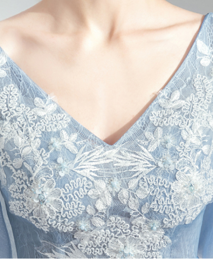 blue tea length dress-952-01